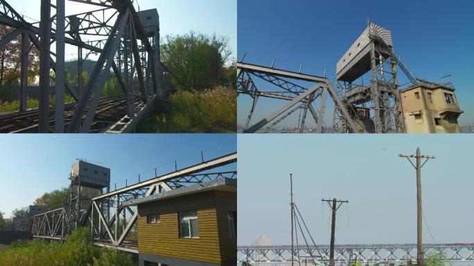 【4k】火车轮渡轮渡桥废弃的铁轮