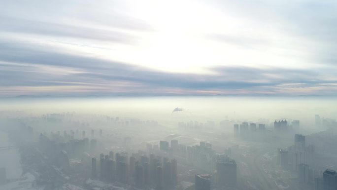 空气质量、雾霾、空气污染、清晨、太阳