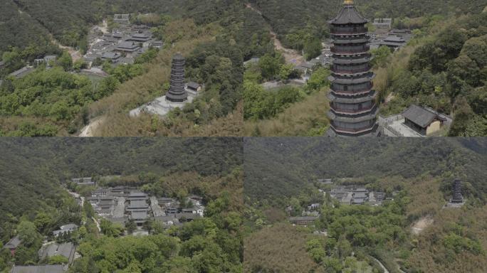 航拍宁波天童寺寺院佛殿千佛殿古建高清4k