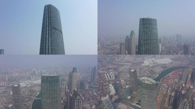 4K-原素材-天津环球金融中心航拍