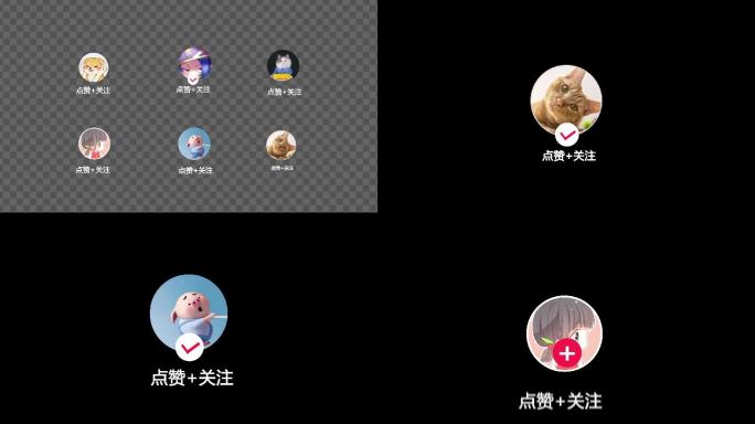 抖音点赞关注ae模板（带透明通道）