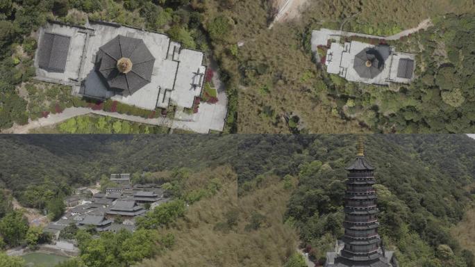 航拍宁波天童寺寺院佛殿千佛殿古建高清4k