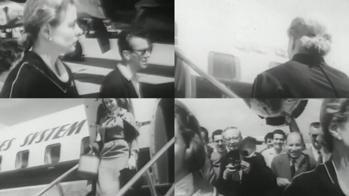 1957年英格玛·伯格曼带着女儿降落
