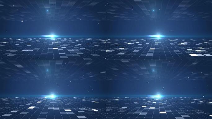 科技空间粒子方格地面峰会主题背景无限循环