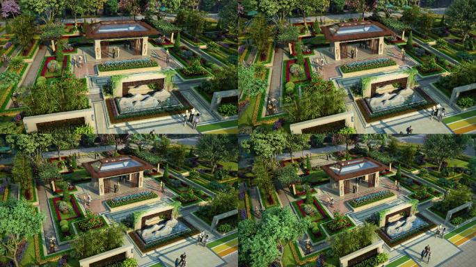 三维中央景观建筑漫游动画视频素材