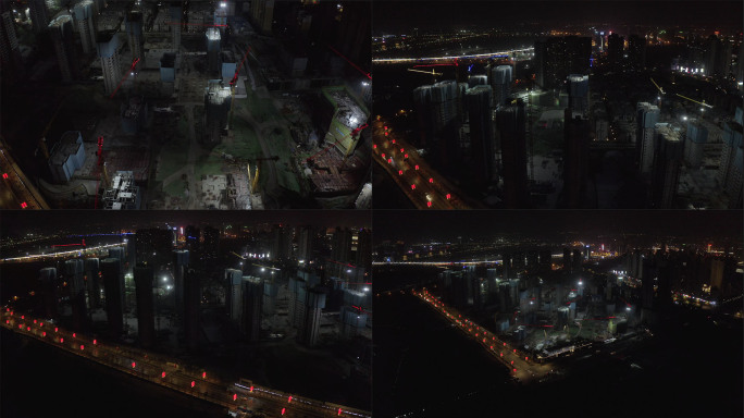 【4K】建筑工地夜景航拍
