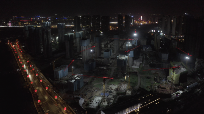 【4K】建筑工地夜景航拍