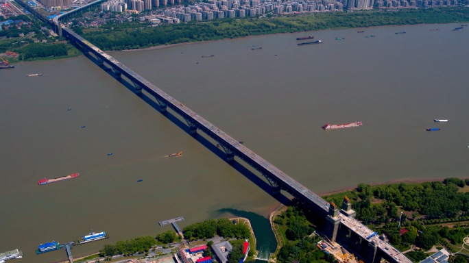 【4k】南京长江大桥航拍长江大桥维修