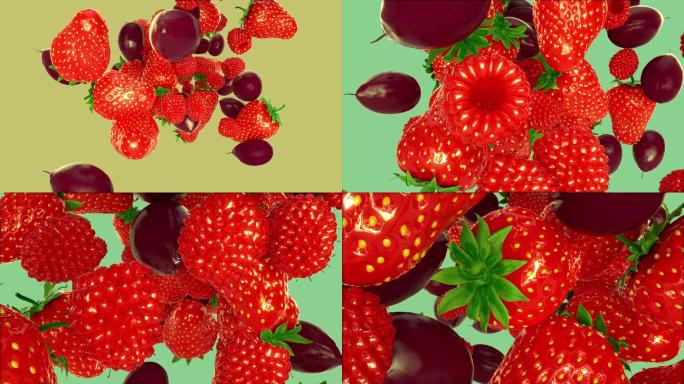 草莓西梅树莓水果冲屏带通道