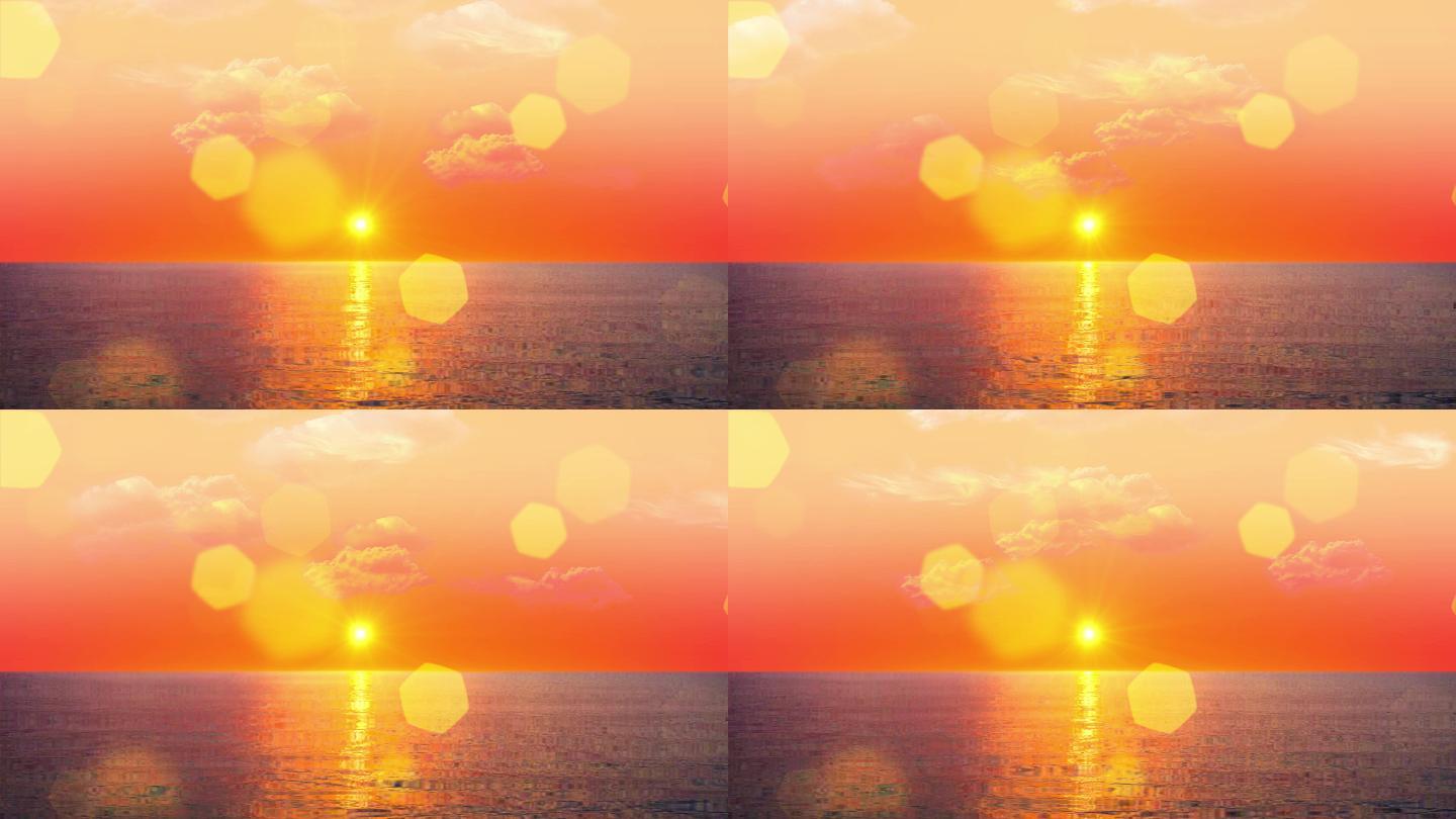 4K夕阳大海美景背景循环