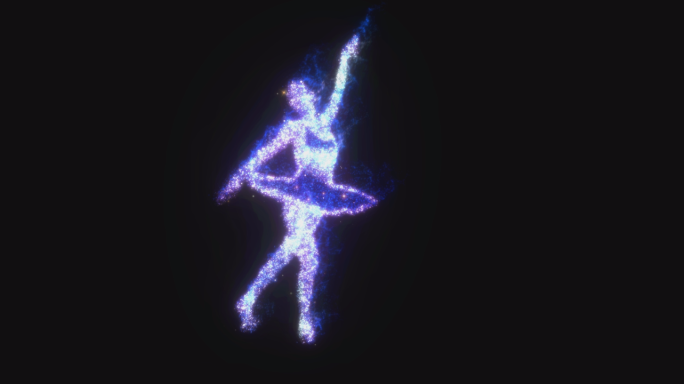 蓝色发光粒子芭蕾舞素材（透明背景）