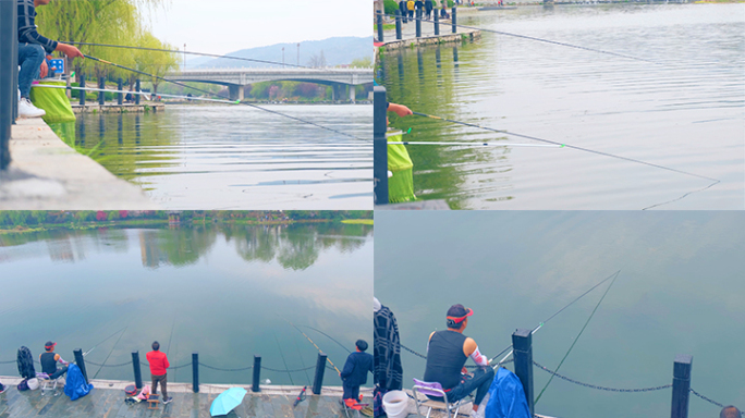 【4K原创可商用】爱好热爱河边钓鱼人