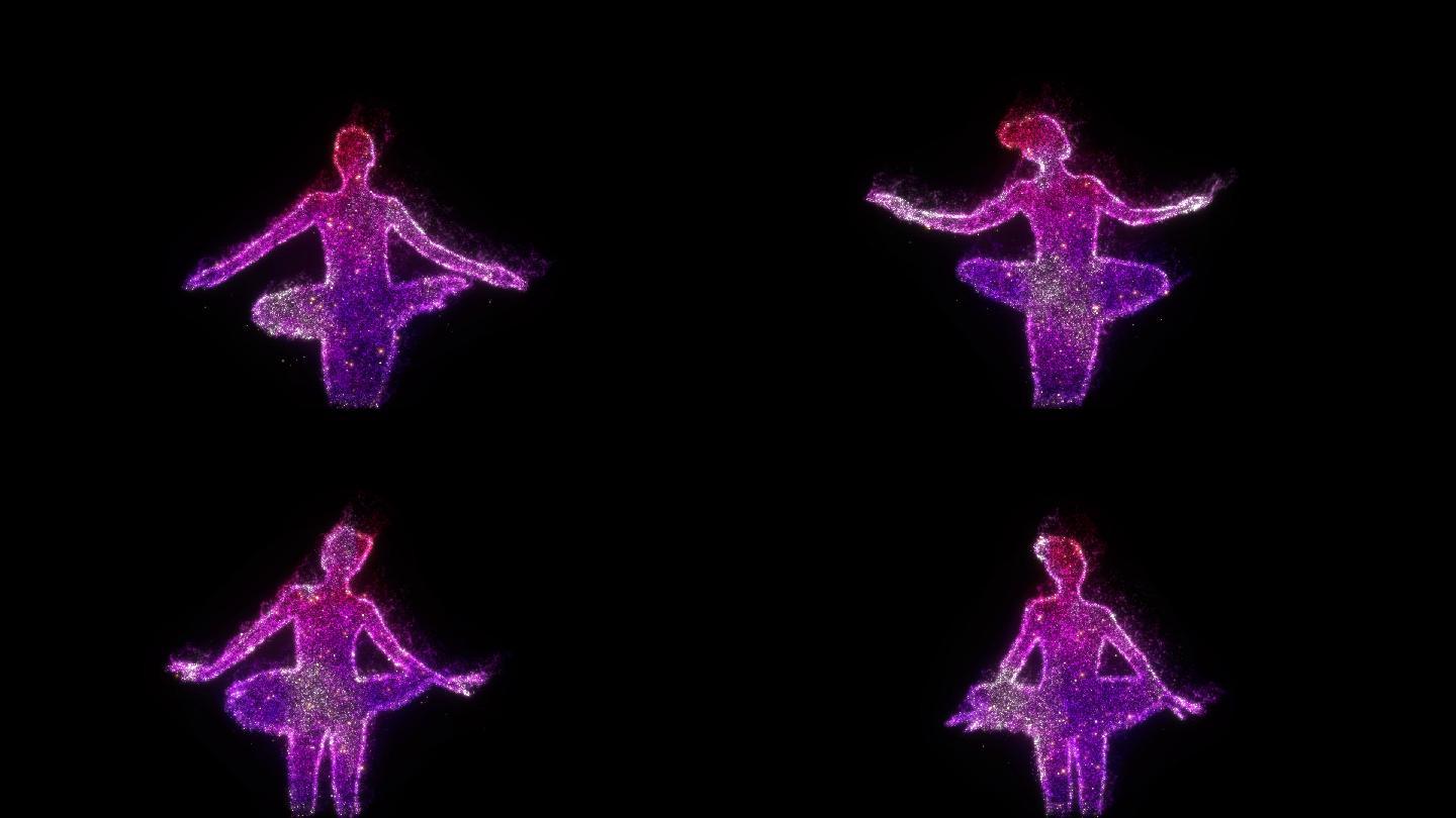 芭蕾舞发光粒子人物素材（透明通道）