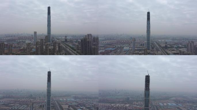 4K-原素材-天津117金融大厦航拍