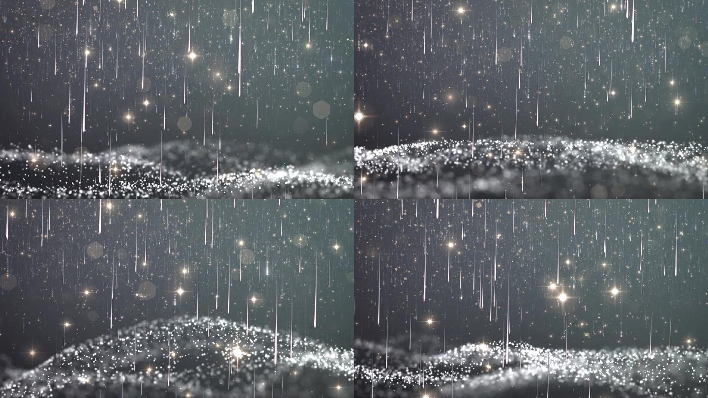 冰雨冰雪唯美意境流星粒子背景
