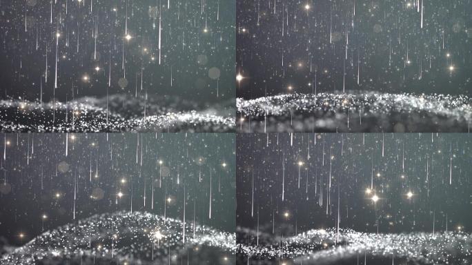 冰雨冰雪唯美意境流星粒子背景