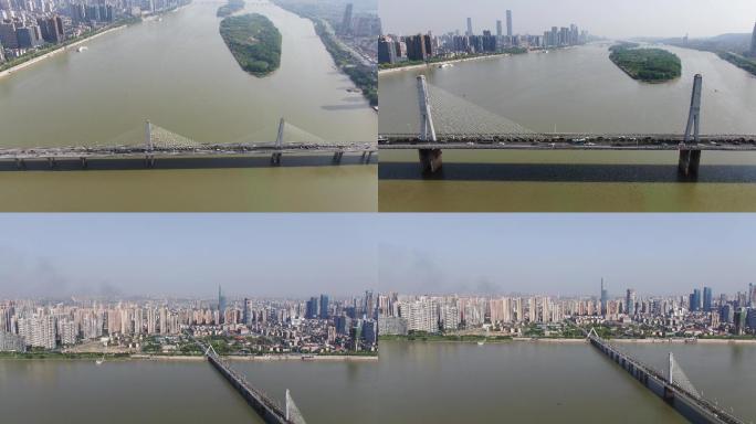 4K航拍长沙跨湘江银盆岭大桥