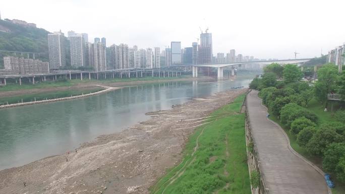 枯水期嘉陵江超高清航拍风景