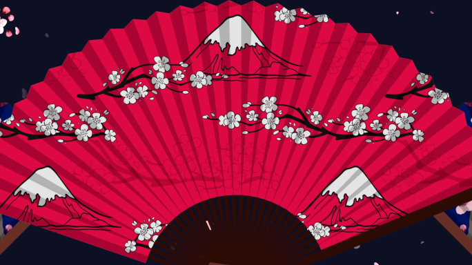 日式折扇富士山4K餐厅互动投影