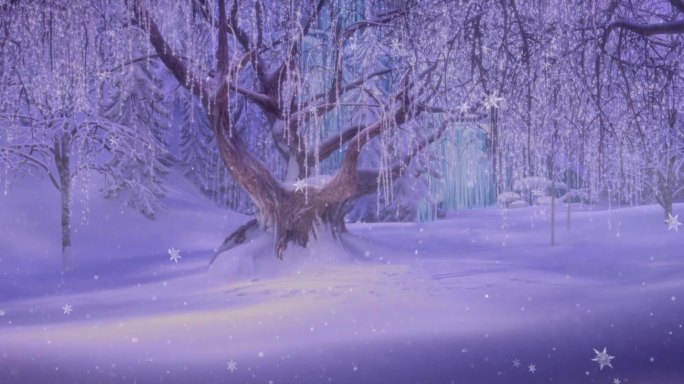 下雪雪景粒子童话背景美景景色