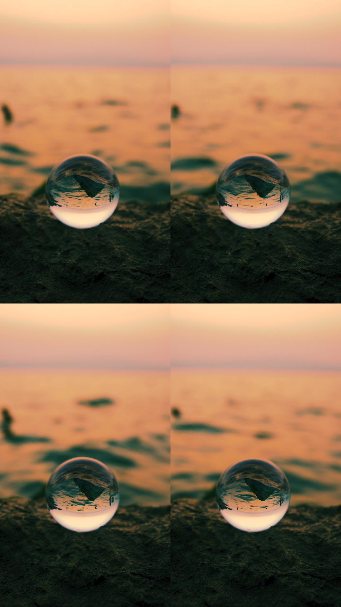 唯美玻璃球下的风景视频
