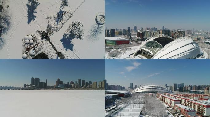 雪景、雪后城市、雪后街道、街道树挂