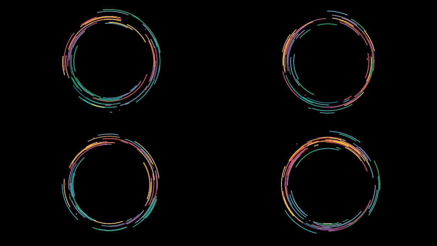 彩色线条圆环动画无缝循环
