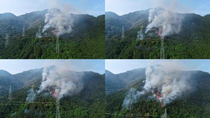 森林火灾防火救灾演练山火实拍高清航拍