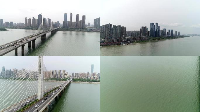 长沙湘江二桥和渔人码头航拍