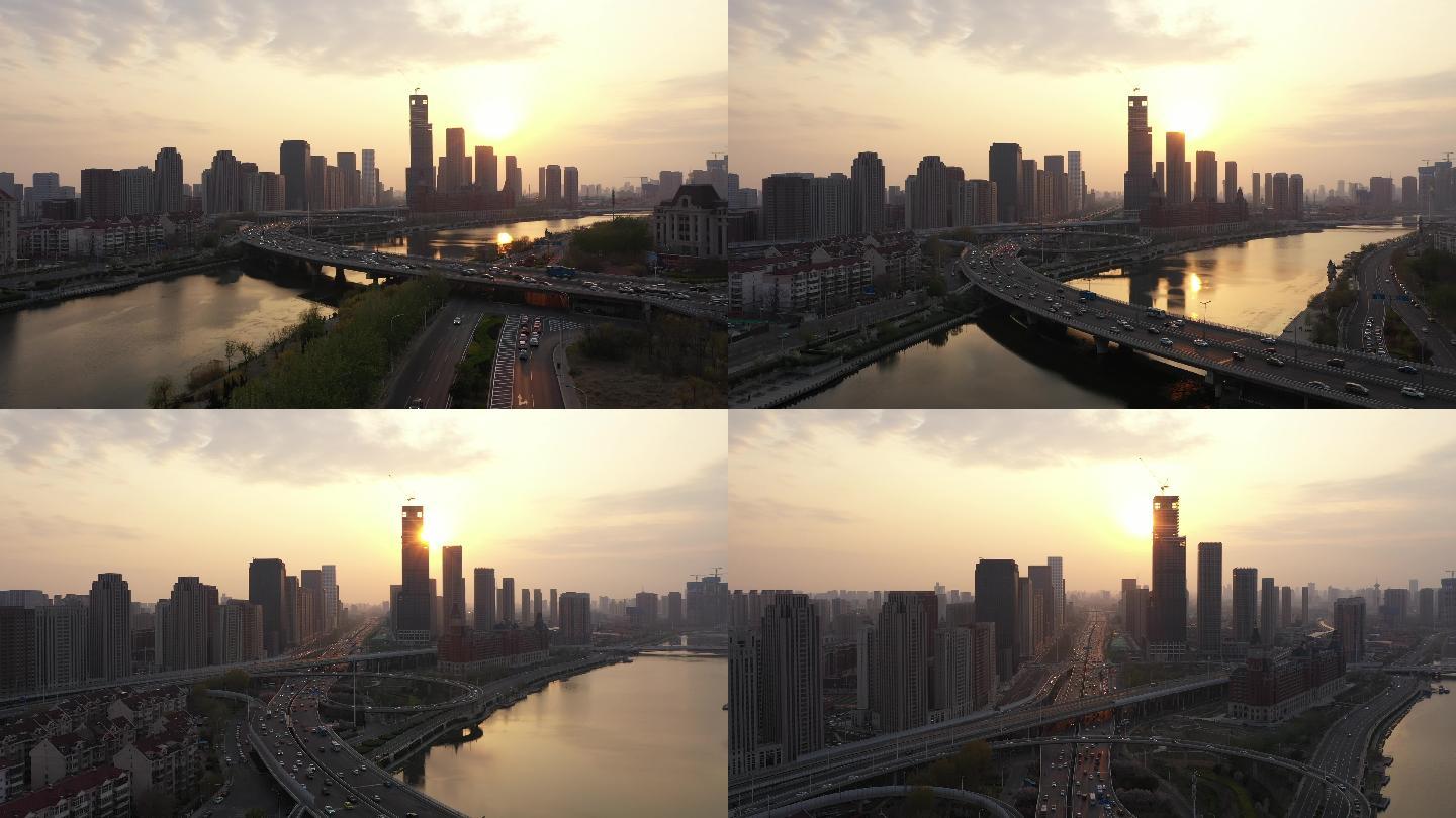4K-原素材-天津海津大桥航拍