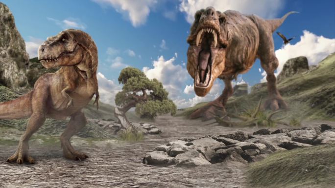远古恐龙与原始人生活