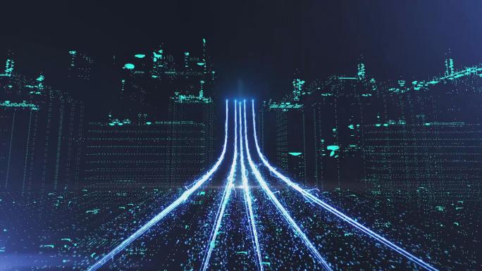粒子光线穿梭全息三维科技城市AE模板