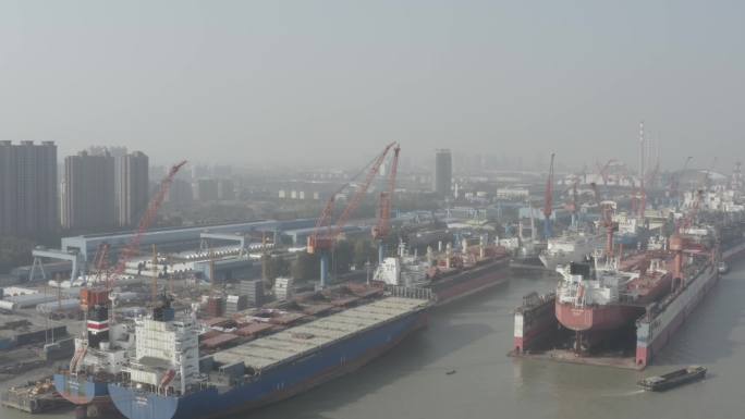 上海长兴岛造船厂航拍