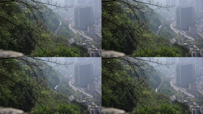 重庆鹅岭公园轻轨风景高清实拍素材