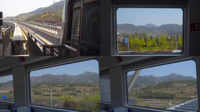 4K地铁进站出站窗外风景-火车列车出发