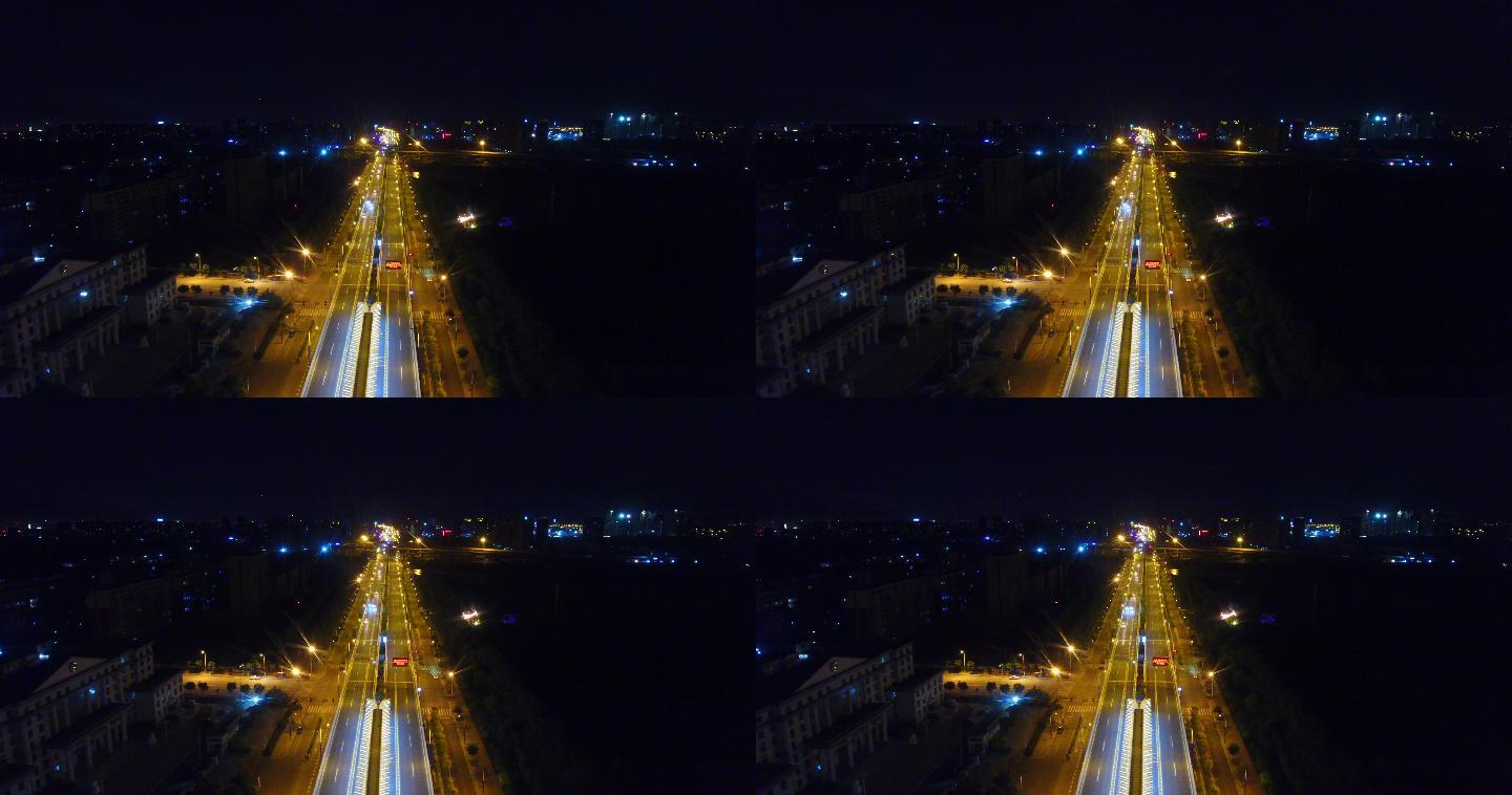 呼和浩特风景航拍夜景快速路视频