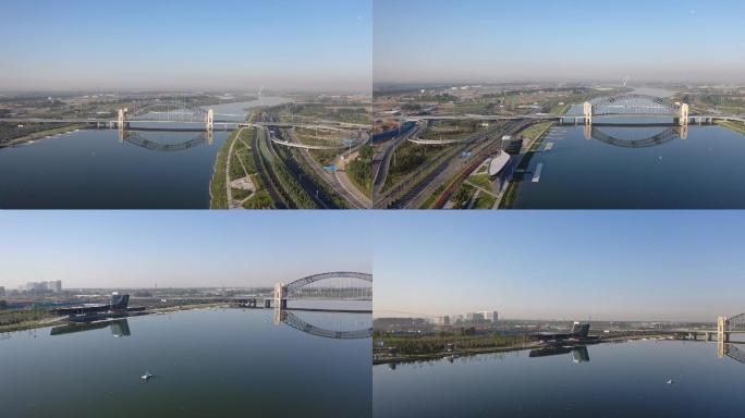航拍山西太原古城大桥通达桥1080P