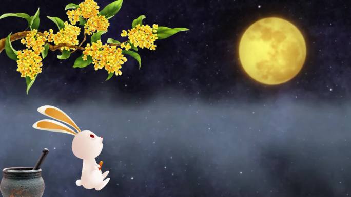 玉兔桂花月亮