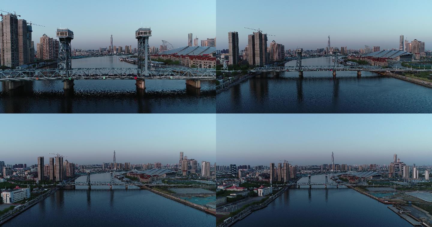 航拍4K天津市滨海新区海门大桥