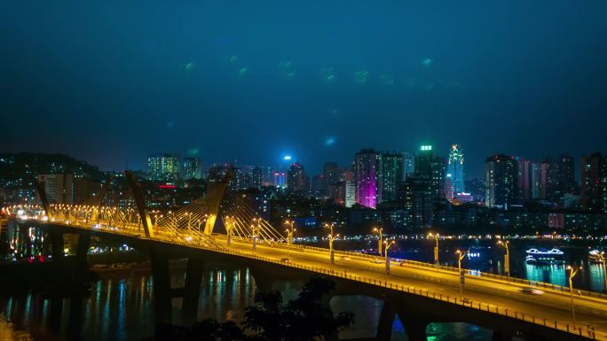 酒城泸州国窖大桥夜景延时摄影