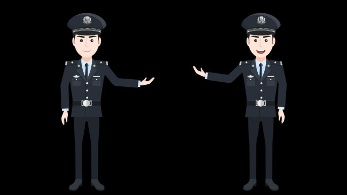 MG动画男民警制服公安讲解员卡通解说视频