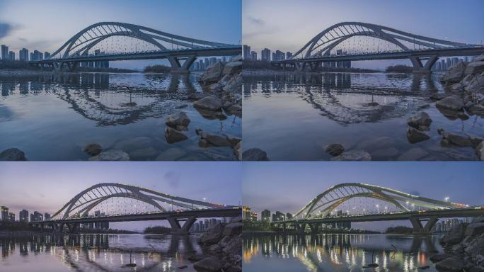 【原创4K】兰州深安大桥日转夜延时摄影