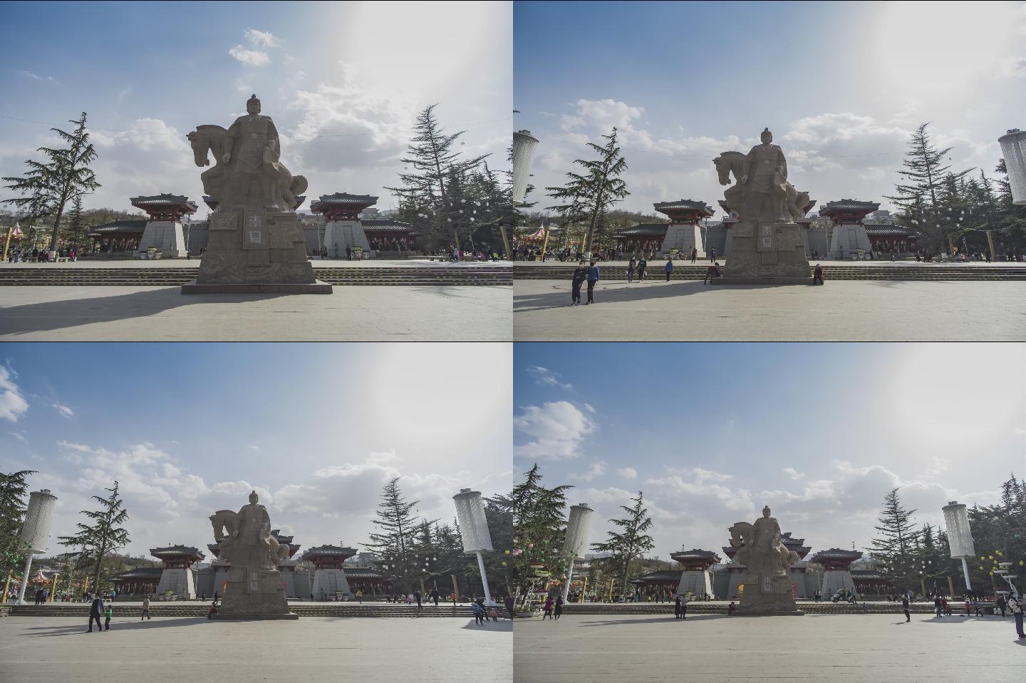 金城公园李冰雕像大范围延时摄影4k兰州
