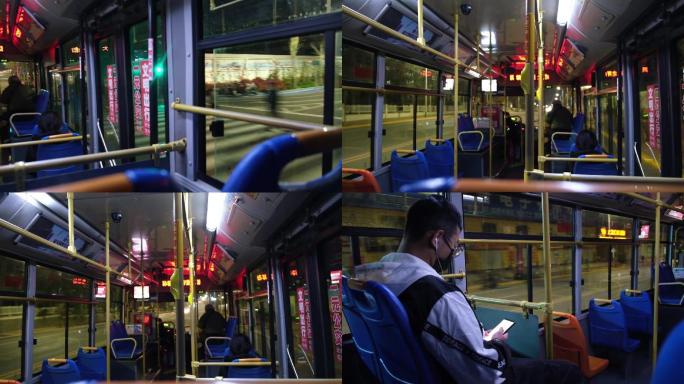 夜间还在运营的公交车
