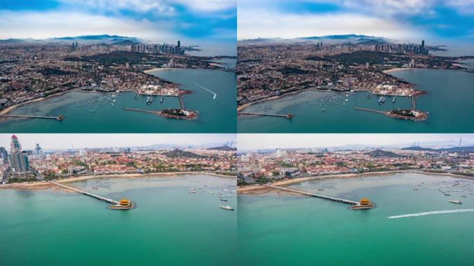 青岛栈桥航拍延时