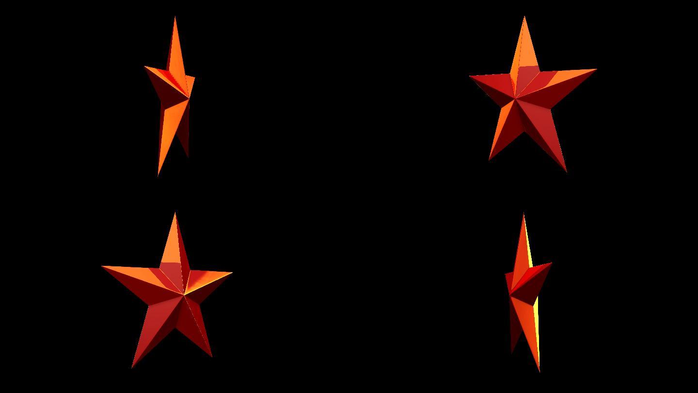 4K红五角星无缝旋转素材