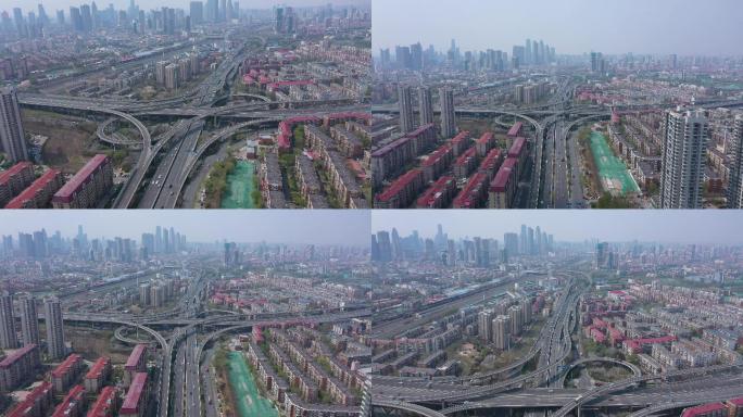 4K-原素材-天津高架桥东风桥航拍