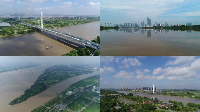 南京江心洲，航拍夹江大桥（4K)