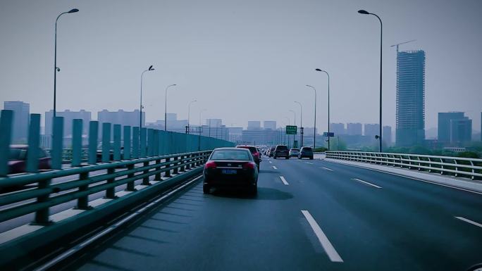 杭州复兴大桥之江大桥出城高速公路行驶素材
