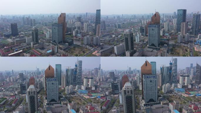 4K-原素材-天津高楼大厦群航拍